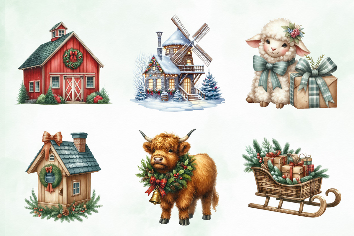 Vintage Christmas Farmhouse Sublimat, an Illustration by Creative Art (Photo 4 of 9)