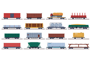 Freight train wagons. Railway, a Transportation Illustration by YummyBuum