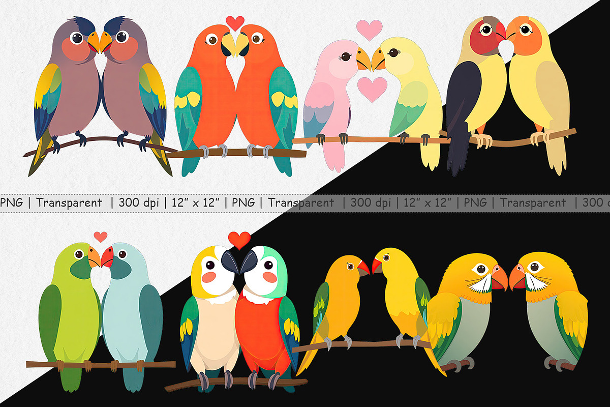 Clipart Love Parrot, a Graphic by Artnoy (Photo 2 of 5)