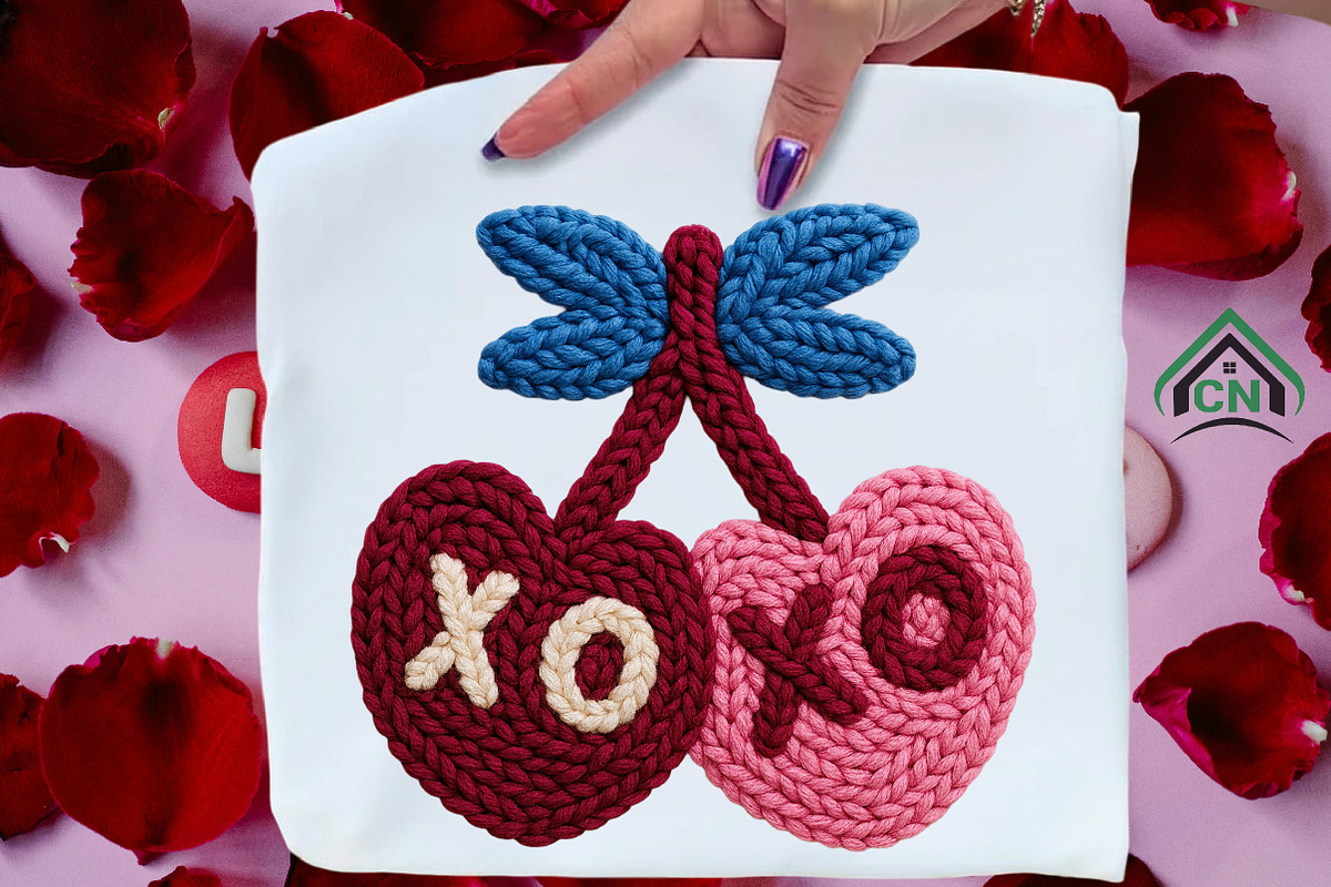 Valentine Knitted XOXO Heart Cherrie, an Illustration by Craft Nest (Photo 3 of 7)