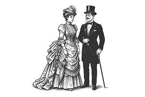 Elegant Victorian Couple in Formal