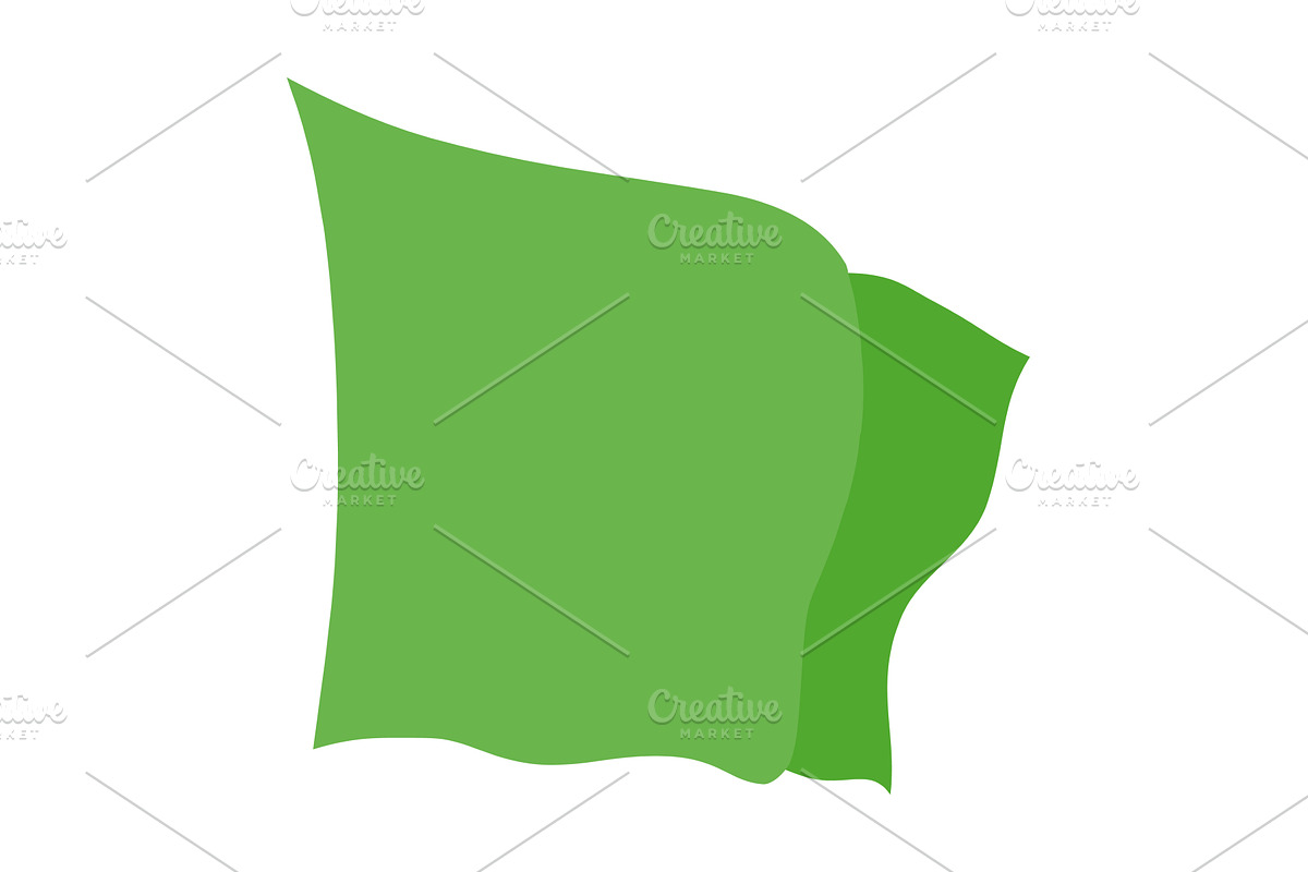 Waving flag. Green flag, an Object Illustration by Things for designers