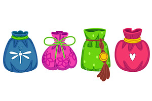 Lucky colorful stylized pouches set, an Object Illustration by art PVP - market