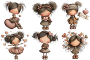 Whimsical Valentine Girl Clipart, an Illustration by Craft Nest (Thumbnail 3 of 9)