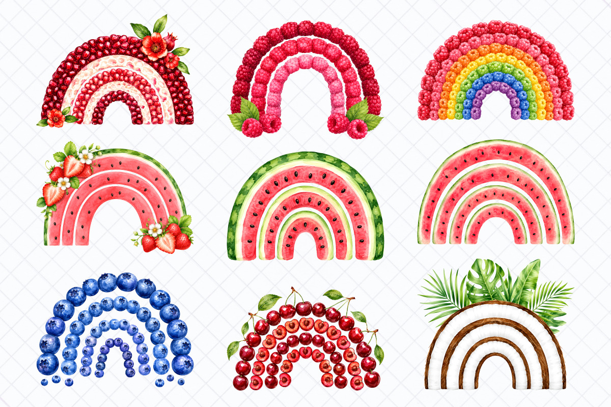 Juicy Fruit Rainbows Watercolor PNG, a Food Illustration by Whimsy Brush Studio (Photo 4 of 10)