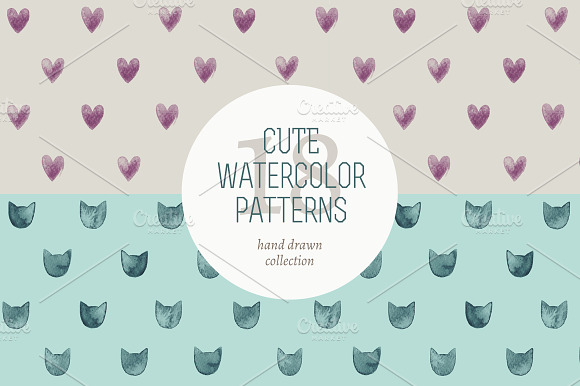 Cute watercolor patterns preview 5