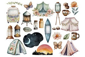 Glamping Camping Clipart Collection