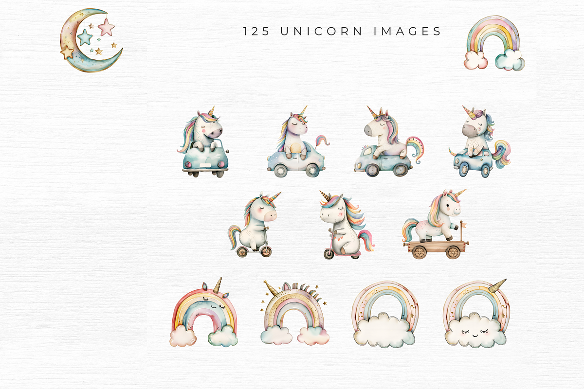 Cute Unicorn Clipart,, an Object Graphic by EllyandLima (Photo 7 of 11)