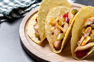 Chicken tacos with bell peppers and onions, a Food & Drink Photo by etorres69