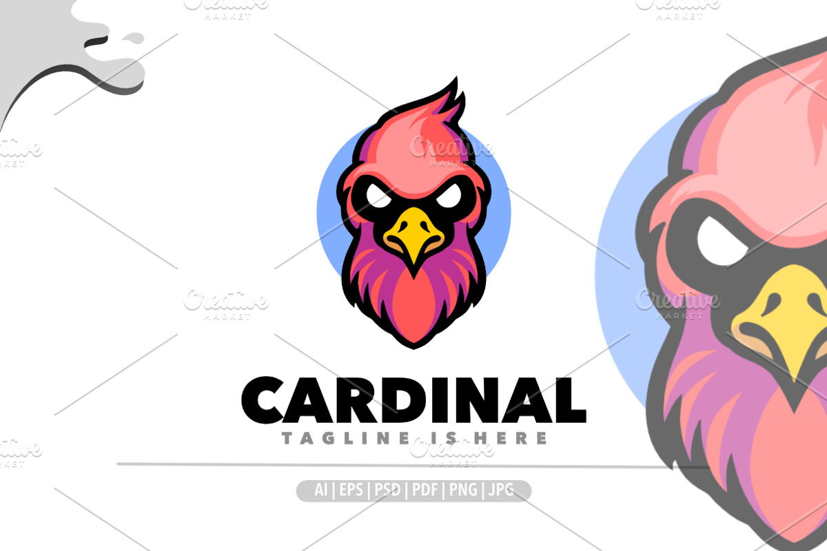 Cardinal head angry mascot logo, a Design Template by Bayuktx