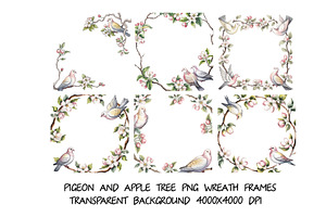 Doves of blossoming apple frames, a Background Graphic by SketchArtStudio