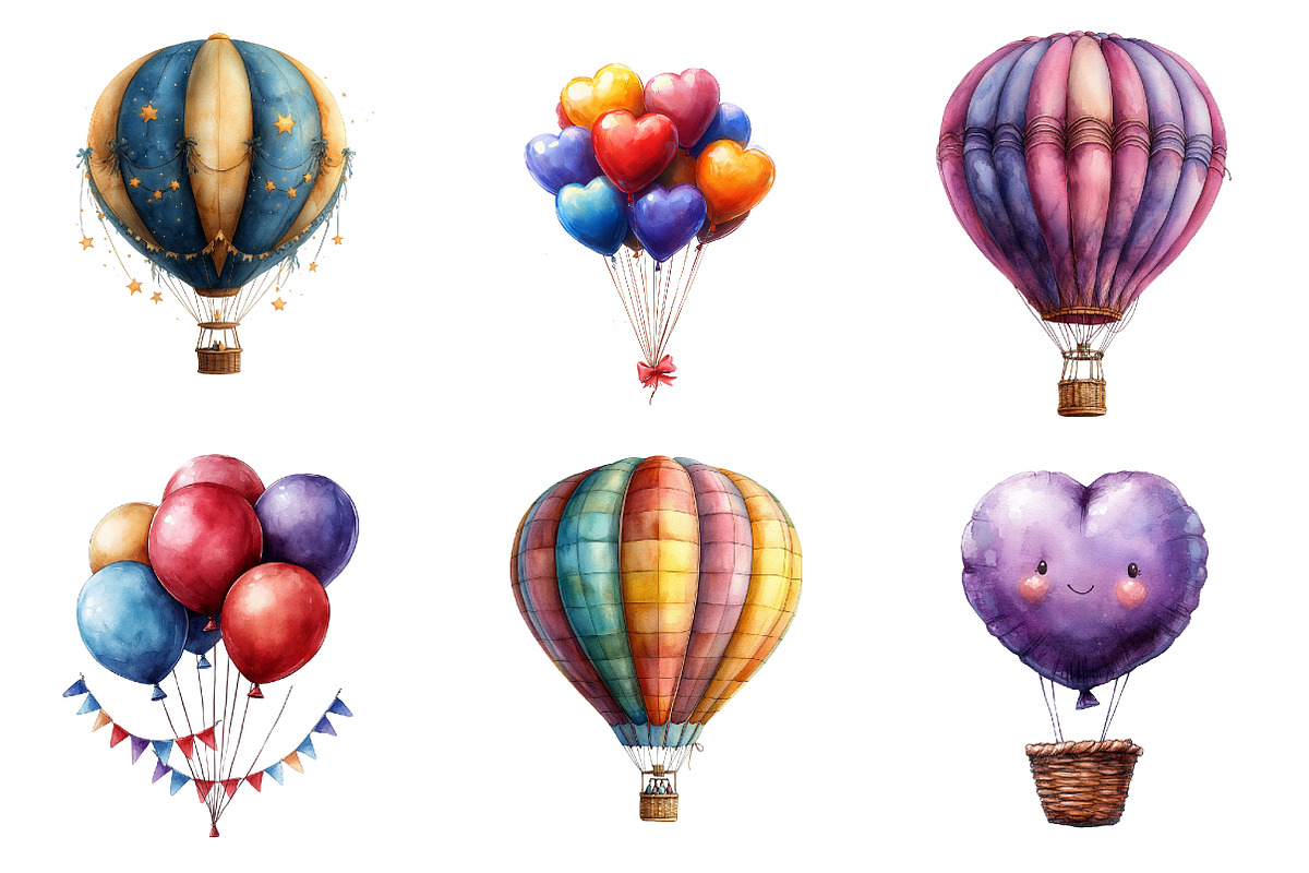 Hot Air Balloon Png, Pastel Balloons, an Illustration by CreationArt (Photo 4 of 5)