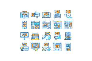 advertising media business icons, an Object Illustration by pikepicture