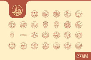 water outdoor line vintage icon, an Outline Icon by devastd