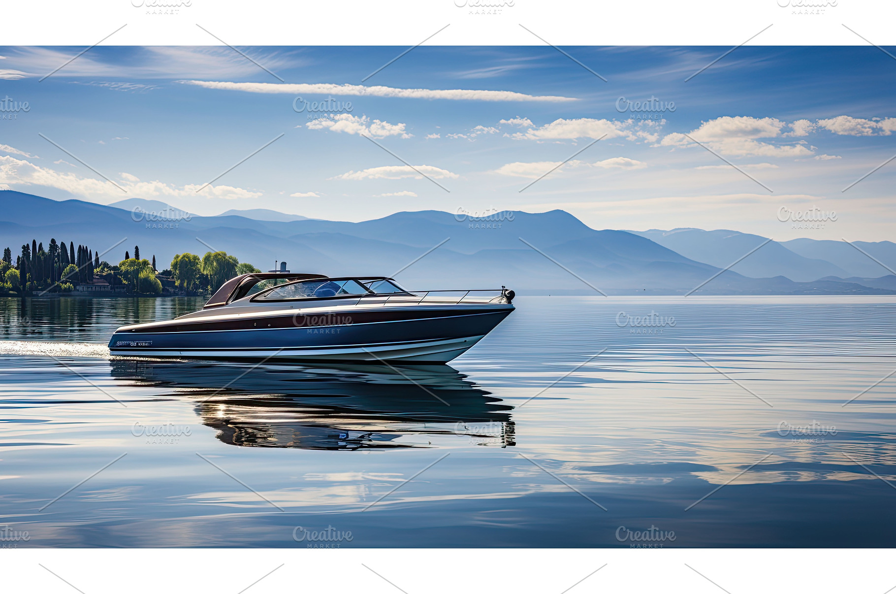 water motorboat on lake ai generated, a Nature Photo by pikepicture