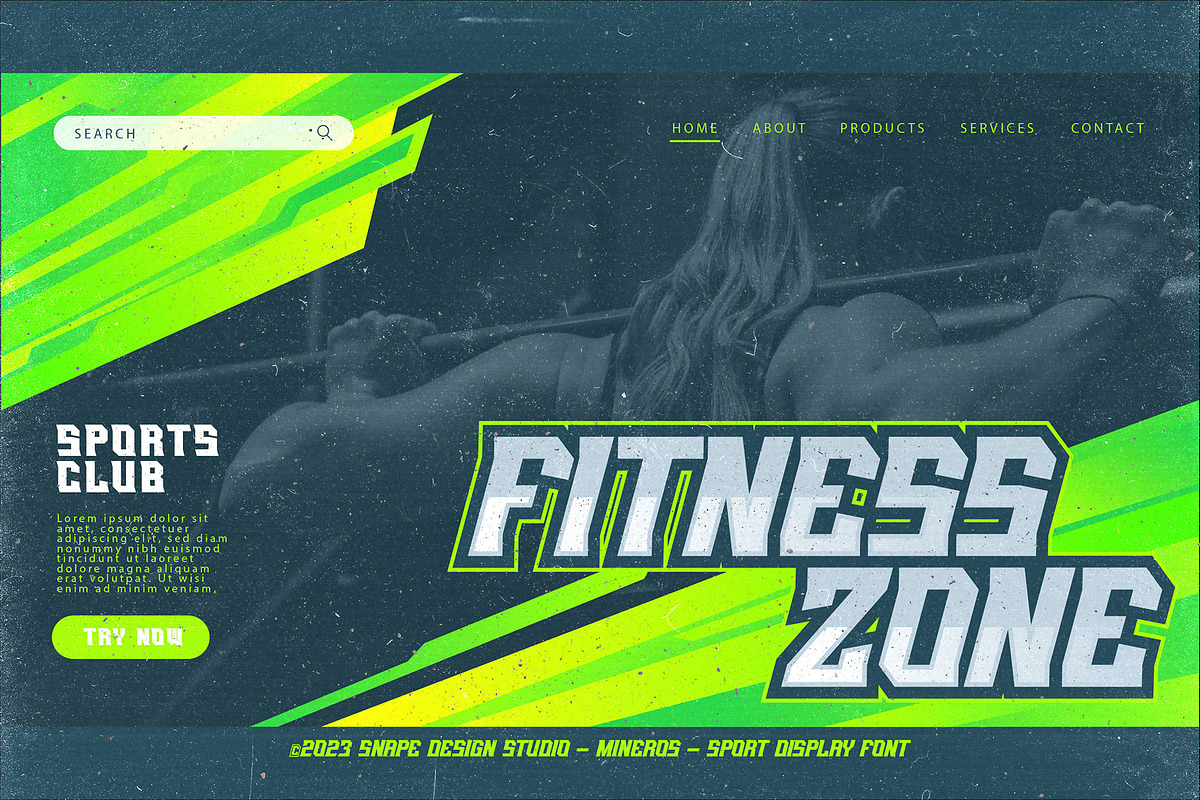 Mineros - Sport Font, a Sans Serif Font by Snape Design Studio (Photo 4 of 5)
