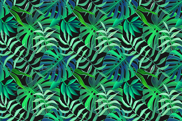 Tropical Leaves Seamless Pattern