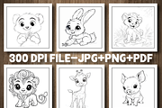 Cute Baby Animals Coloring Pages, an Animal Illustration by Design Station (Thumbnail 2 of 5)