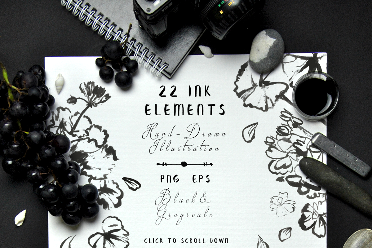 Black&White Flowers - Ink floral set, an Illustration by Graphic Republic (Photo 2 of 5)