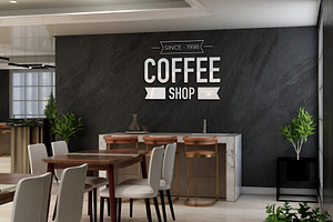 Restaurant Scenes Wall Logo Mockup