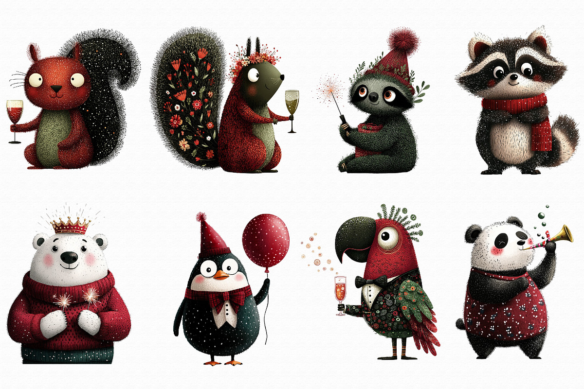 Whimsical New Year Party Animals Cli, an Illustration by Libby Wishes (Photo 4 of 7)