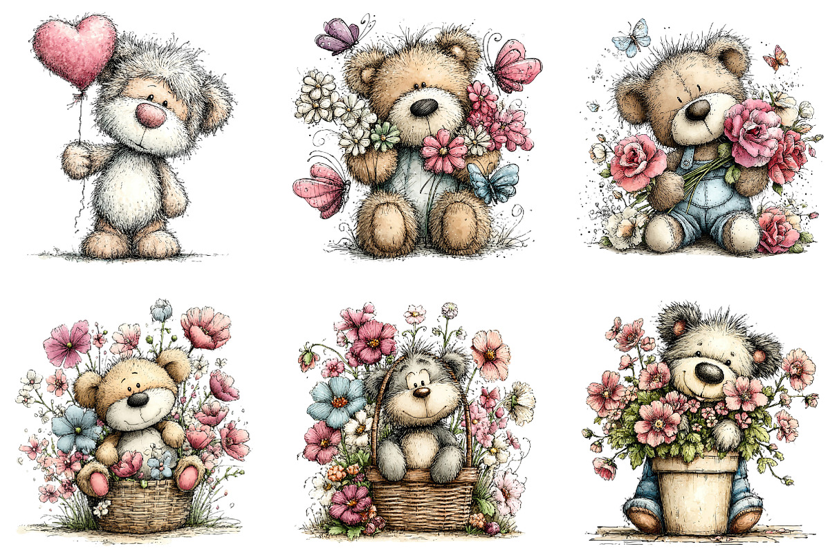 Teddy Bear Mother’s Day Clipart, an Illustration by CraftArtStudio (Photo 2 of 6)