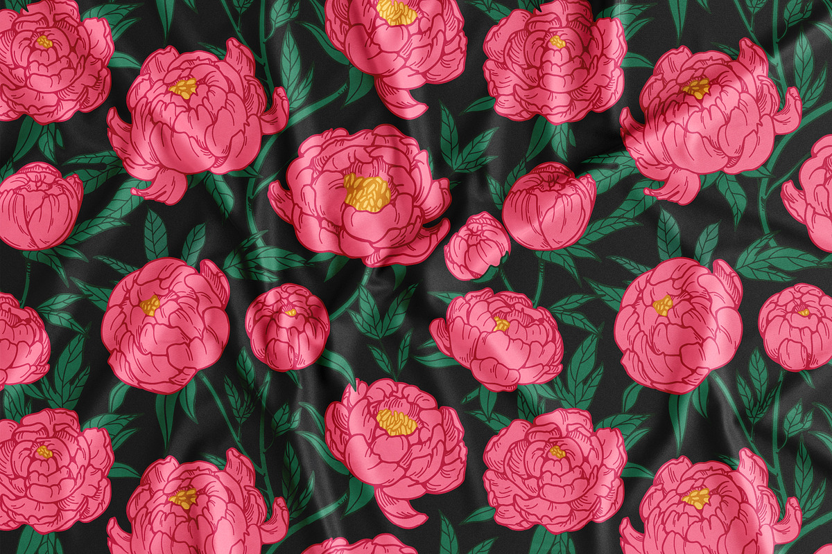 Peony flowers patterns, backgrounds, a Decorative Illustration by Good Studio (Photo 10 of 11)
