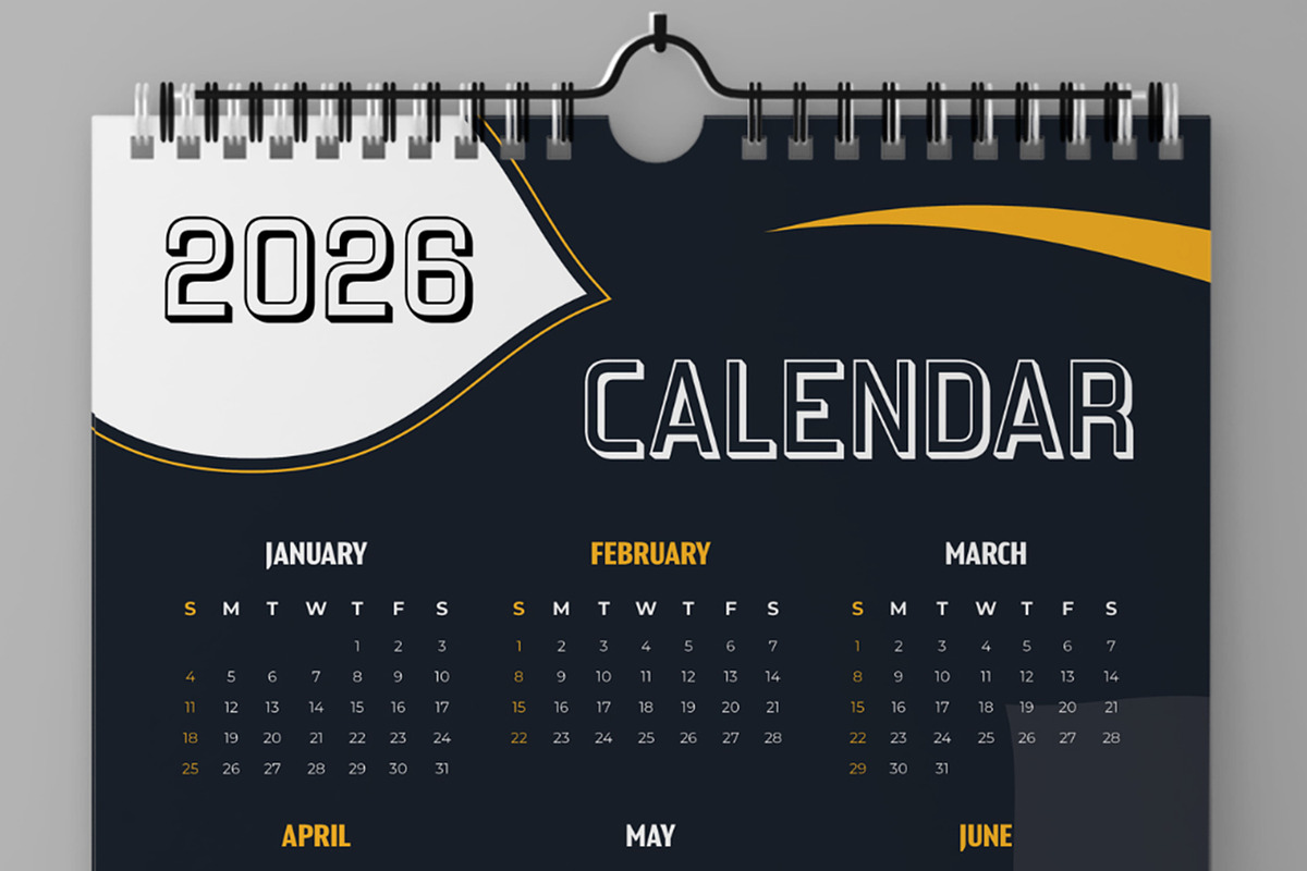 Dark Yearly 2026 Wall Calendar, a Stationery Template by ContestDesign (Photo 3 of 4)