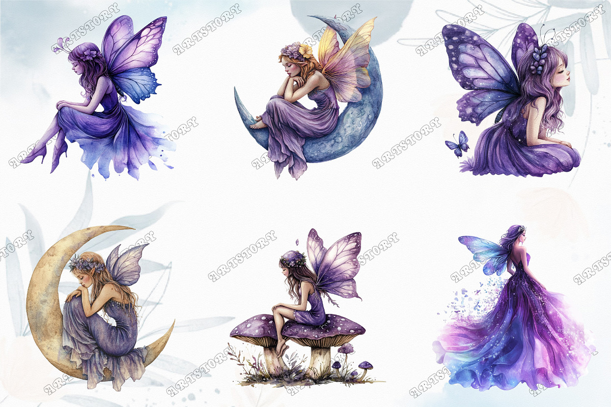 Watercolor Magical Fairy Garden Clip, an Illustration by designcity5 (Photo 2 of 5)
