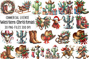 Watercolor Western Christmas Clipart, an Illustration by CraftArtStudio (Thumbnail 1 of 6)
