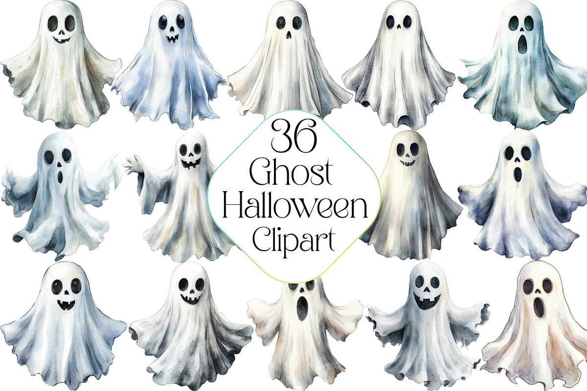 Halloween Ghost Clipart, an Illustration by DreamPrint404 (Photo 1 of 6)