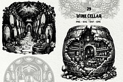 Wine Cellar Winery Line Art Graphics, a Decorative Illustration by DENIDigitalArtSudio (Thumbnail 1 of 7)