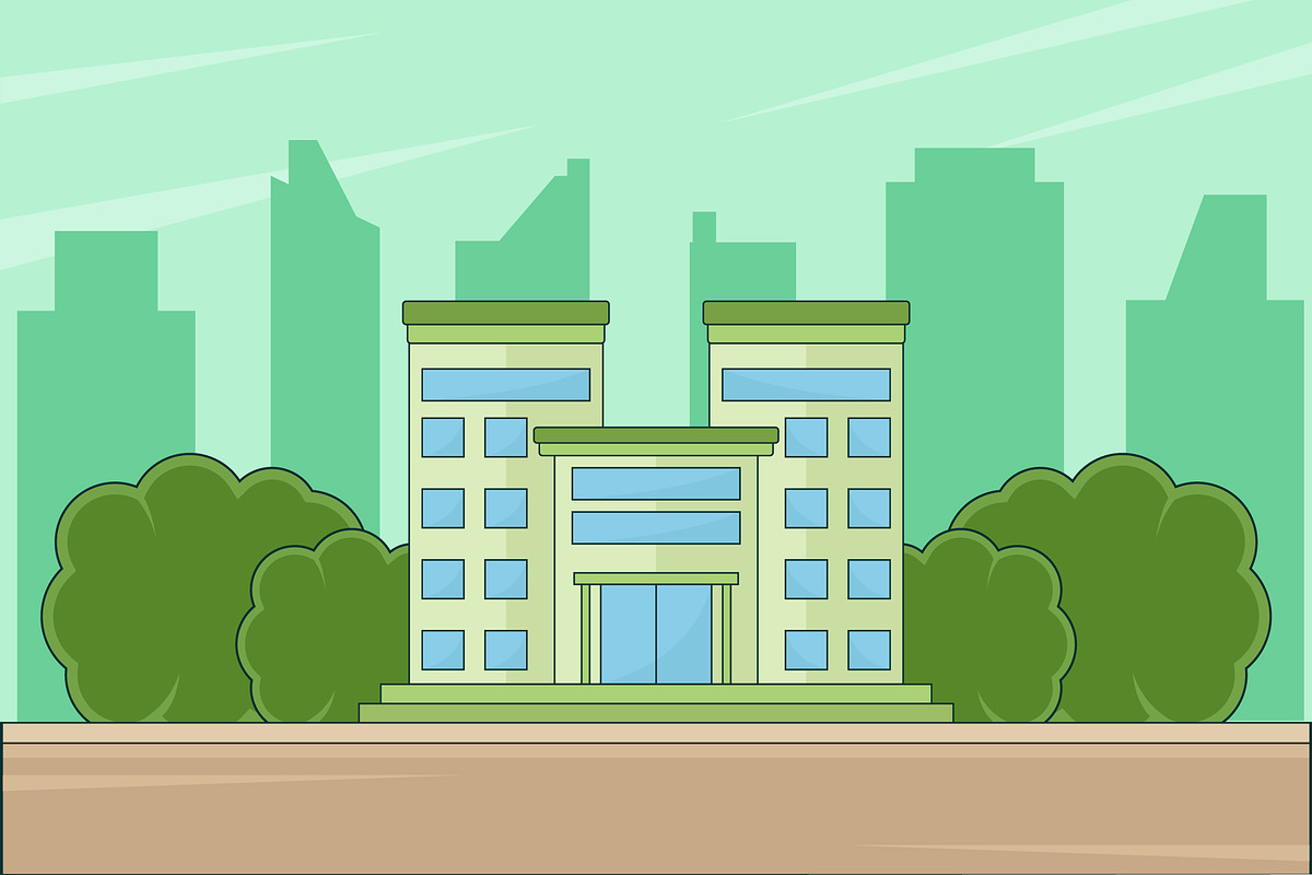 hotel building landscaped vector, a Decorative Illustration by zyxroun shop (Photo 1 of 3)
