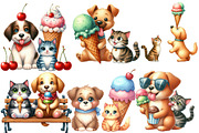 Funny Dog and Cat Love Ice Cream, an Animal Illustration by Designworld (Thumbnail 3 of 5)