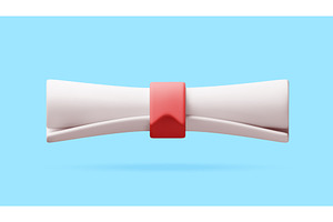 3D Rolled diploma with red ribbon., an Education Illustration by Abscent