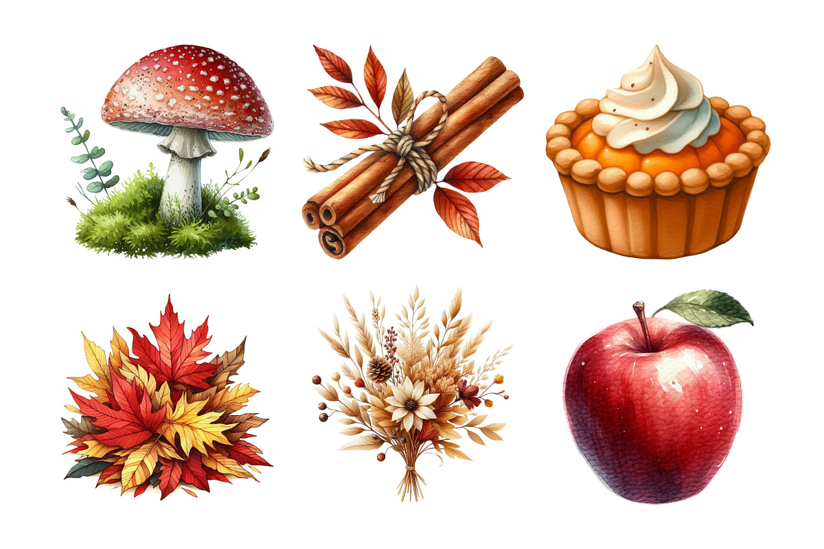 Watercolor Hand Drawn Autumn Clipart, an Illustration by Daily.Designs (Photo 5 of 5)