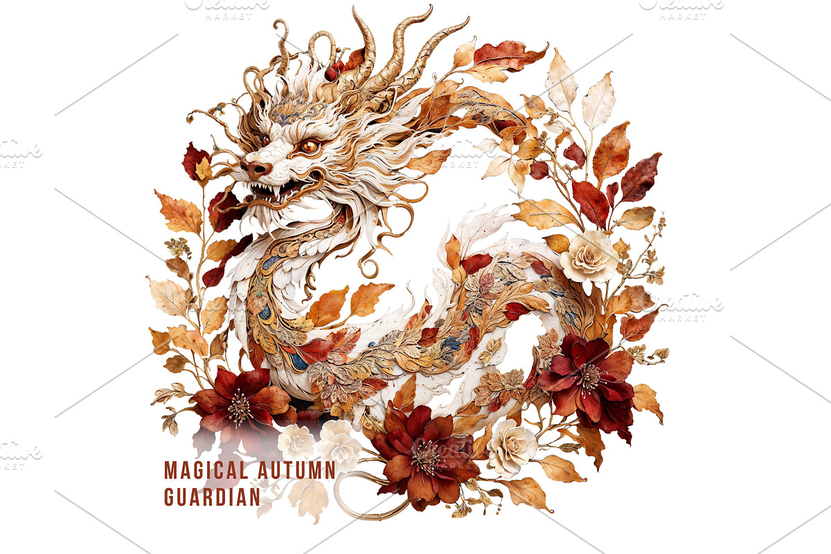 Autumn Dragons Clipart Set PNG, a Decorative Illustration by Floraphoria (Photo 5 of 9)