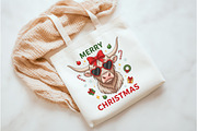 Funny Cow Merry Christmas PNG, an Illustration by Watercolor design (Thumbnail 2 of 3)