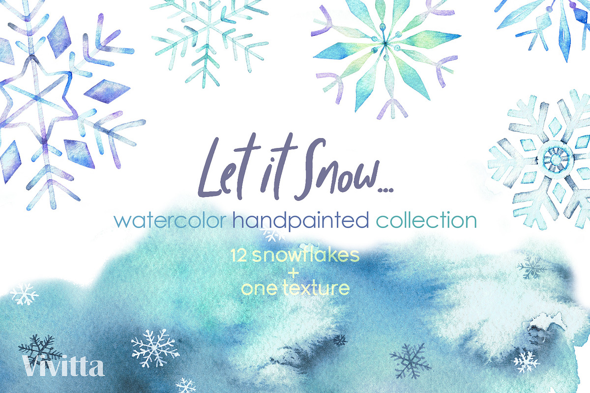 Watercolor snowflakes, Christmas, a Decorative Illustration by Vivitta (Photo 1 of 4)