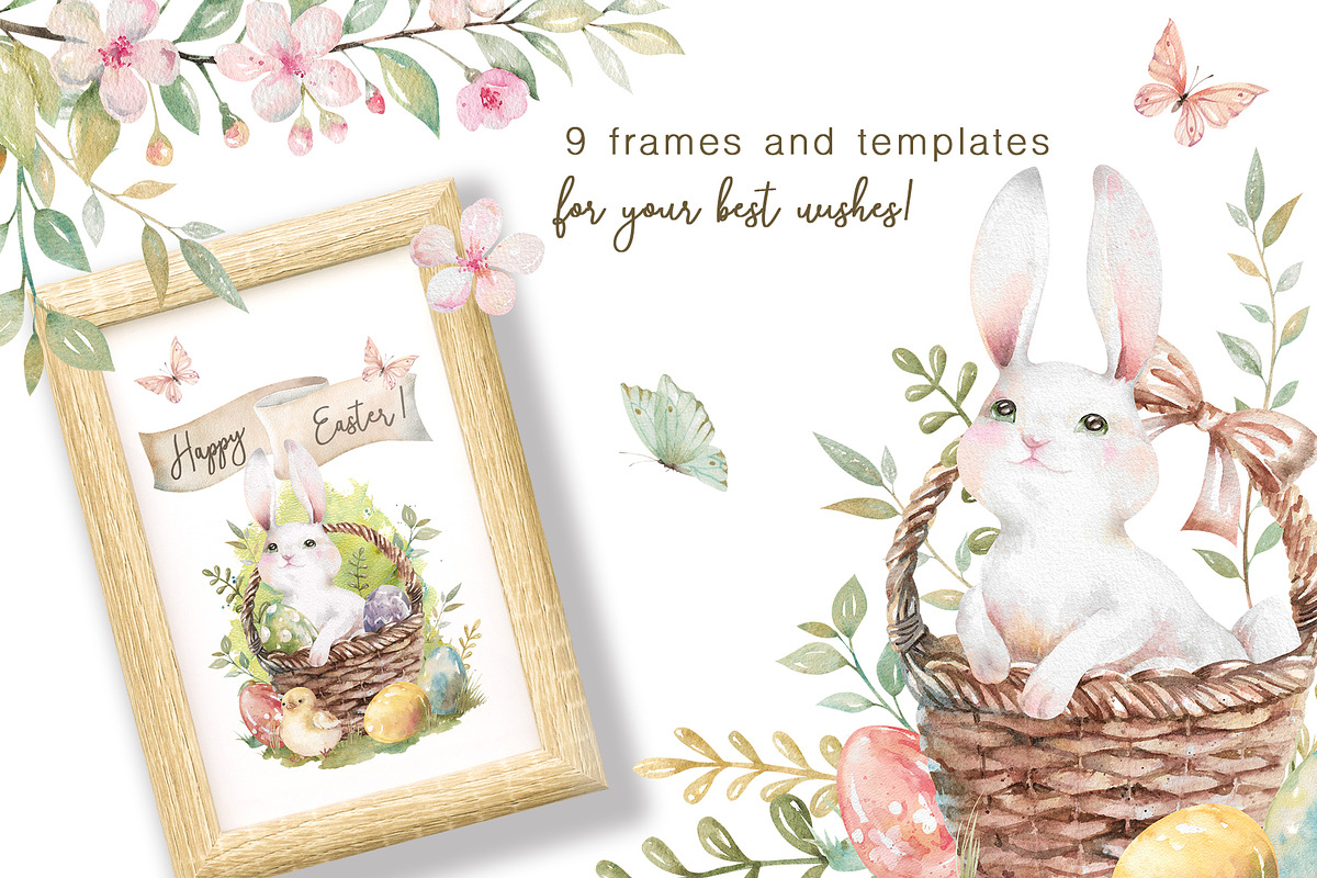 Easter Rabbits watercolor clipart, an Animal Illustration by Eva Kleinman (Photo 4 of 14)