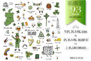 93 Ireland color hand drawn symbols!