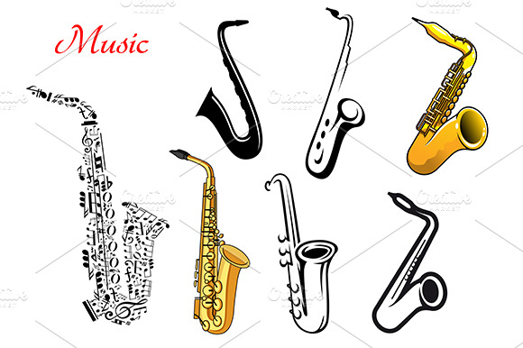 Cartoon Saxophone Music Instruments