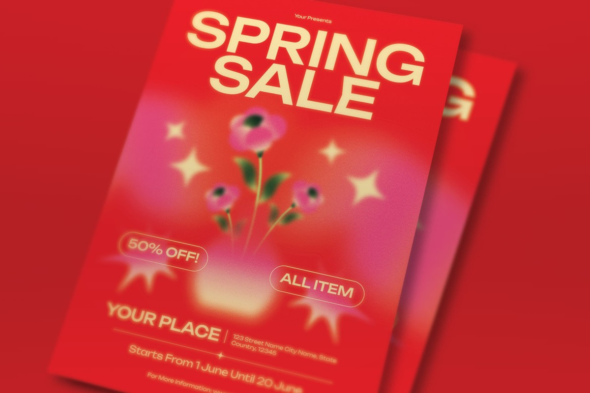 Red Bold Spring Sale Flyer Set, a Flyer Template by graphicook (Photo 2 of 3)