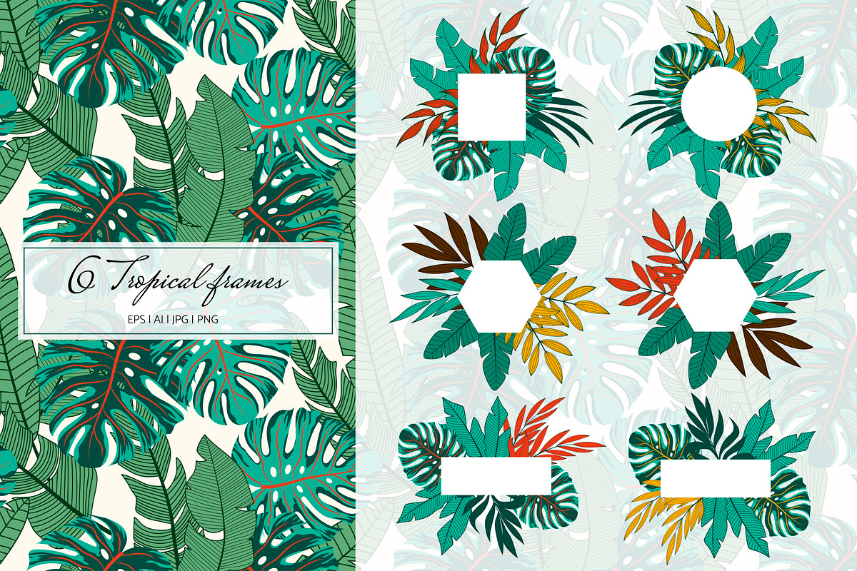 Tropical seamless patterns & leaves, a Pattern Graphic by EltaMaxArt (Photo 9 of 12)