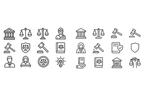 Legal icons representing justice, a Business Photo by ZinetroN