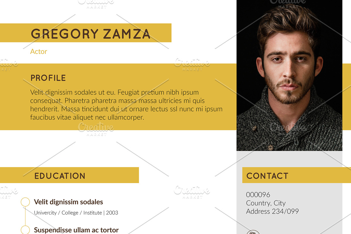 2 Actor Indesign Resume Templates, a Resume Template by Halfcircle (Photo 4 of 4)