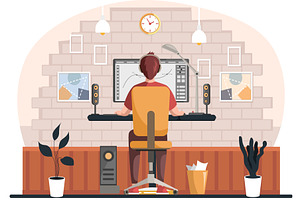 Graphic designer creating his
