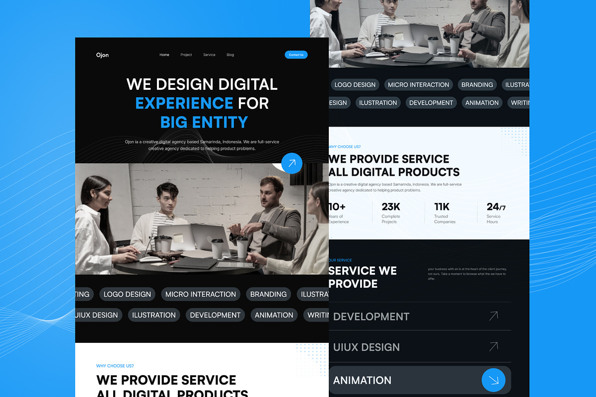 Ojon - Landing Page Design, an UI Kit Template by mz-studio (Photo 3 of 4)