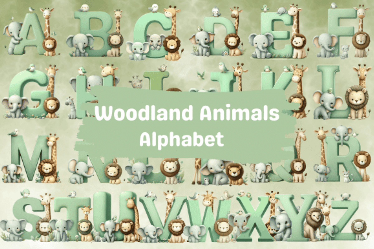 Woodland Animal Alphabet Clipart PNG, a Decorative Illustration by Dizzy Art Studio (Photo 2 of 2)