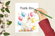 Watercolor Baby Goose Birthday Png, an Illustration by Creative Art (Thumbnail 4 of 7)